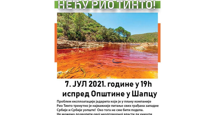 Protest protiv kompanije Rio Tinto u Šapcu