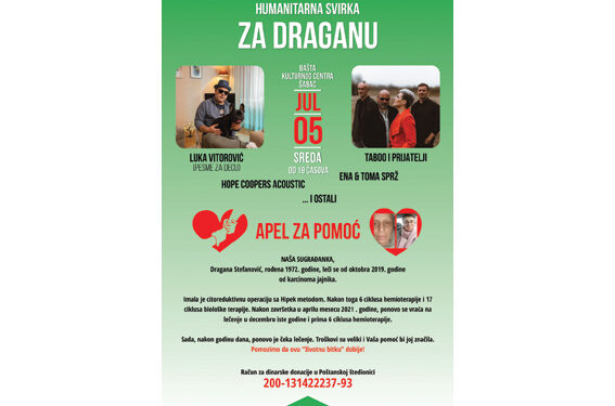 Humanitarna svirka za Draganu 5. jula