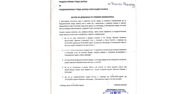 Metlom su blokirali vrata zgrade Gradske uprave Šapca, nisu ni svesni da je vreme za veliko čišćenje