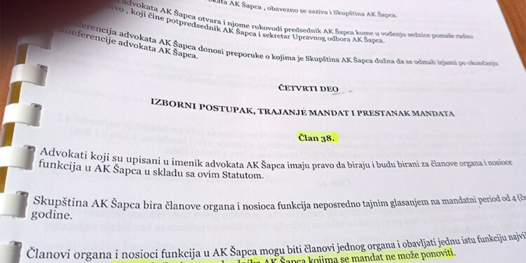 Bezakonje u Advokatskoj komori Šabac